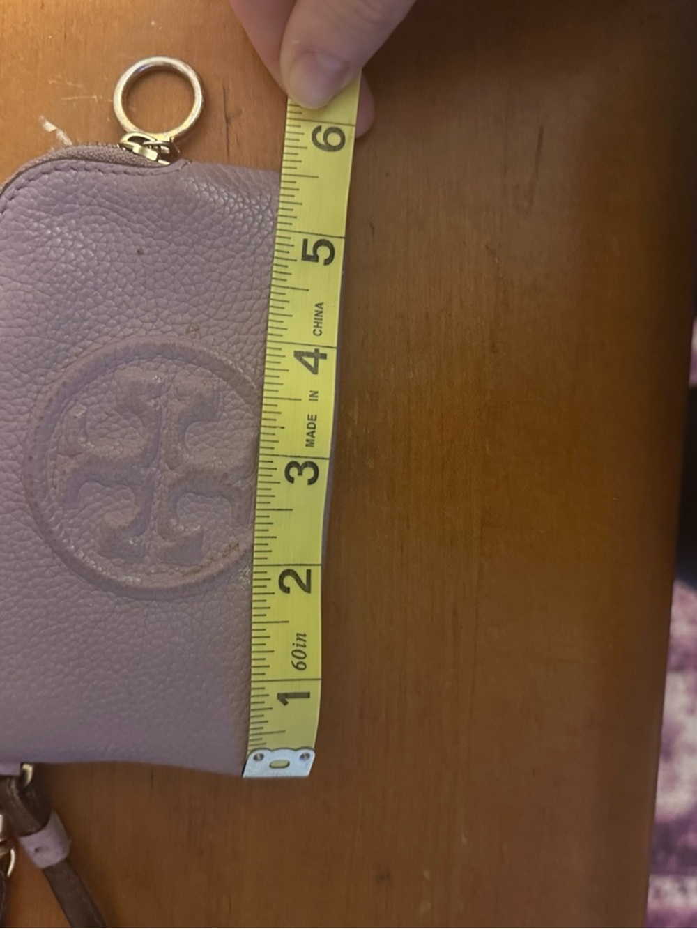 Tory Burch Mauve Pebbled Leather Zip Wristlet - Picture 8 of 9